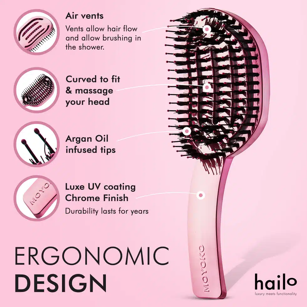 Moyoko Hailo Detangling Brush (Gun Chrome) - Image 5