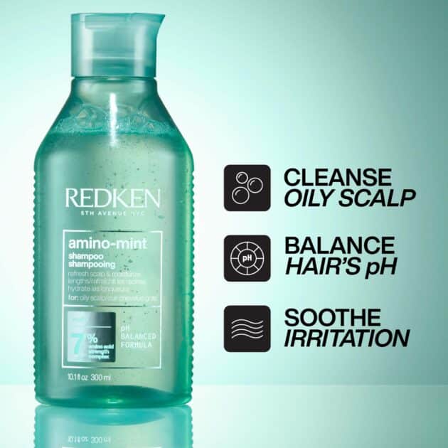 Redken Amino Mint Cooling Scalp Shampoo for Oily Hair & Irritated Scalps - 300ml - Image 2
