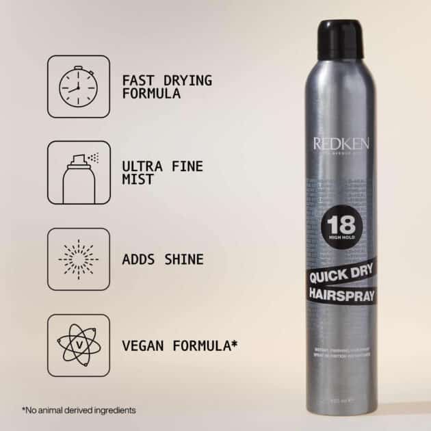 Redken Quick Dry 18 Hairspray – Fast Drying Instant Hairspray for Firm Hold - 400ml - Image 3