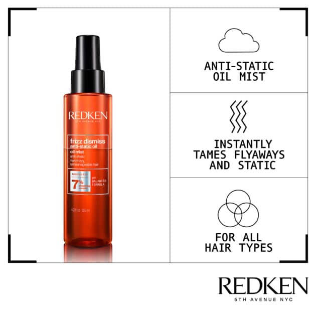 Redken Frizz Dismiss Anti-Static Hair Oil Mist – Leave-In Hair Treatment for Frizzy Hair - 125ml - Image 2