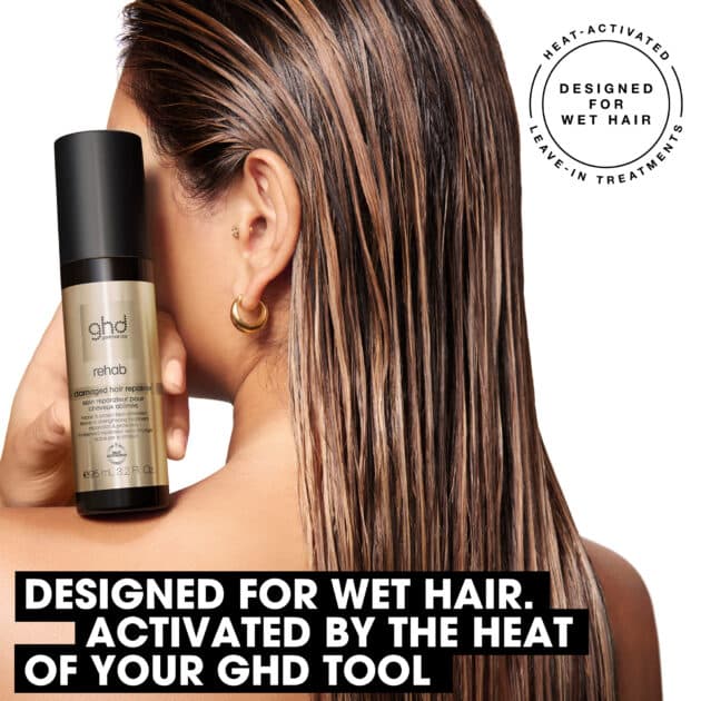 ghd Rehab Damaged Hair Repairer, Heat-Activated Leave-In Strengthening Treatment To Repair & Protect With Less Hair Breakage 95ml - Image 3