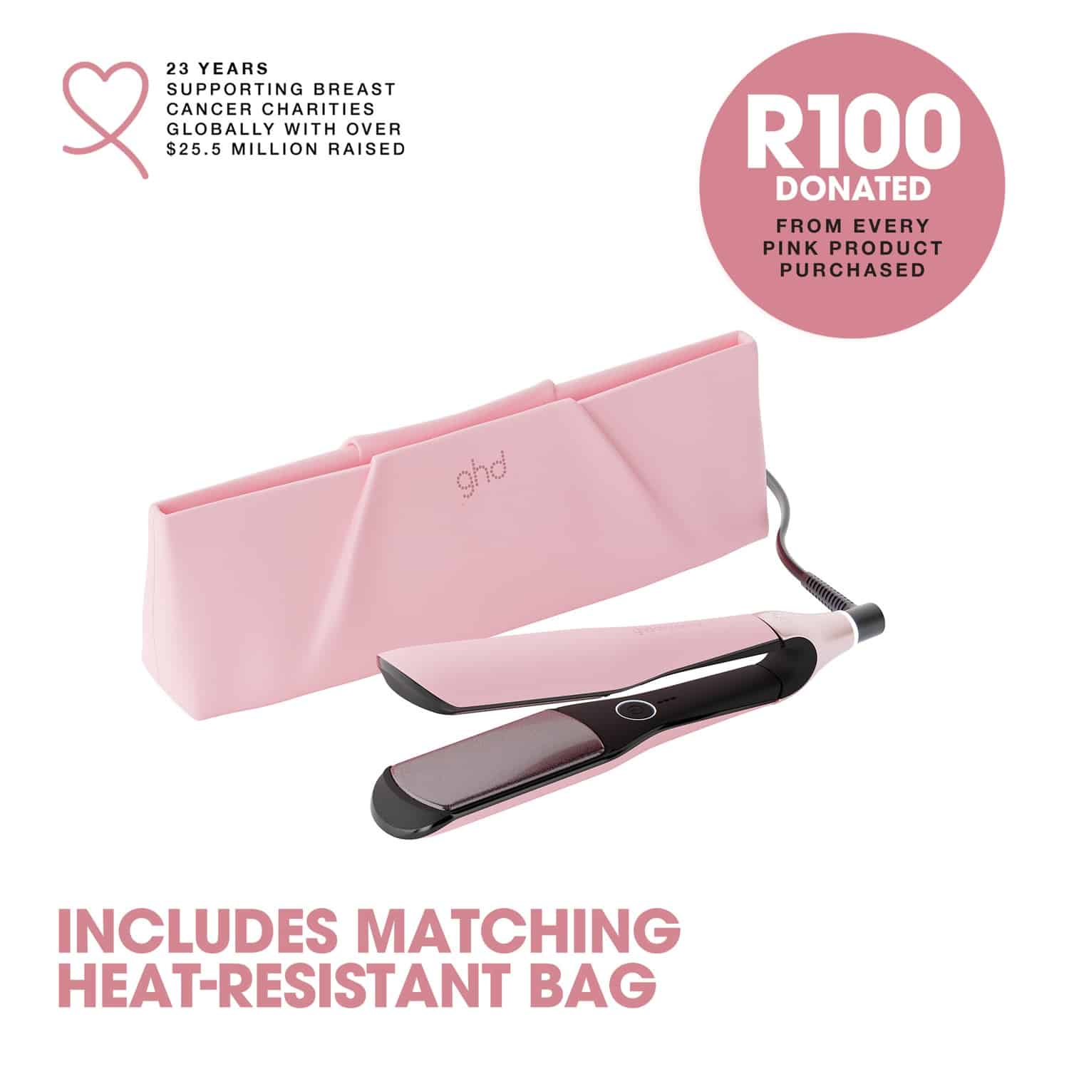 ghd Chronos Max Limited Edition Hair Straightener in Dusted Pink - With Matching Heat-Resistant Bag - Image 2