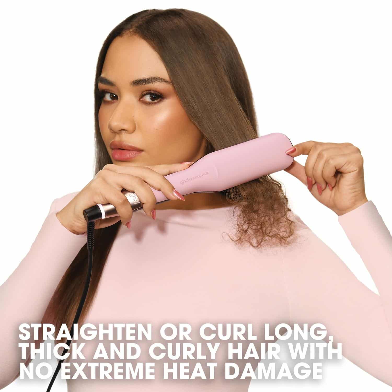 ghd Chronos Max Limited Edition Hair Straightener in Dusted Pink - With Matching Heat-Resistant Bag - Image 4